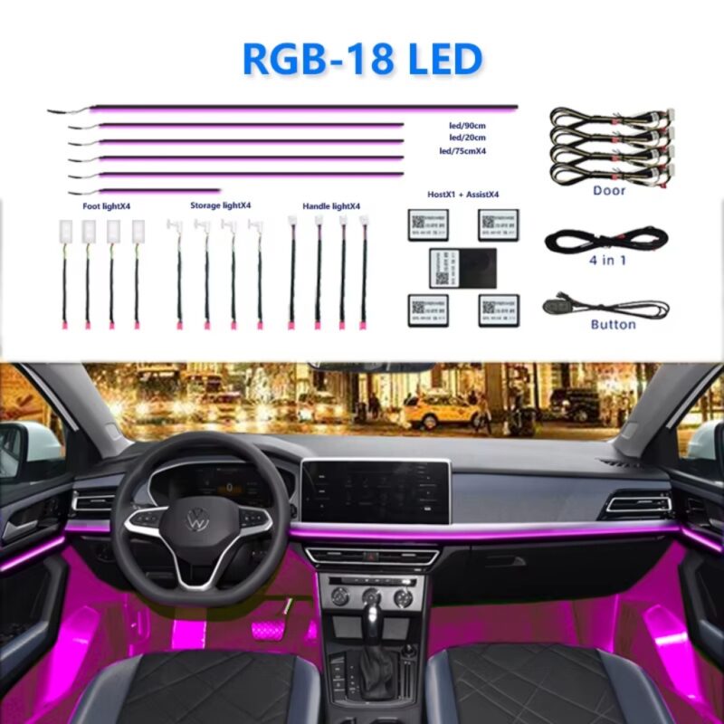 Eagle Lights Universal RGB LED Interior Ambient Lighting Kit – 18 Lights – Full-Cabin App / Remote Controlled System