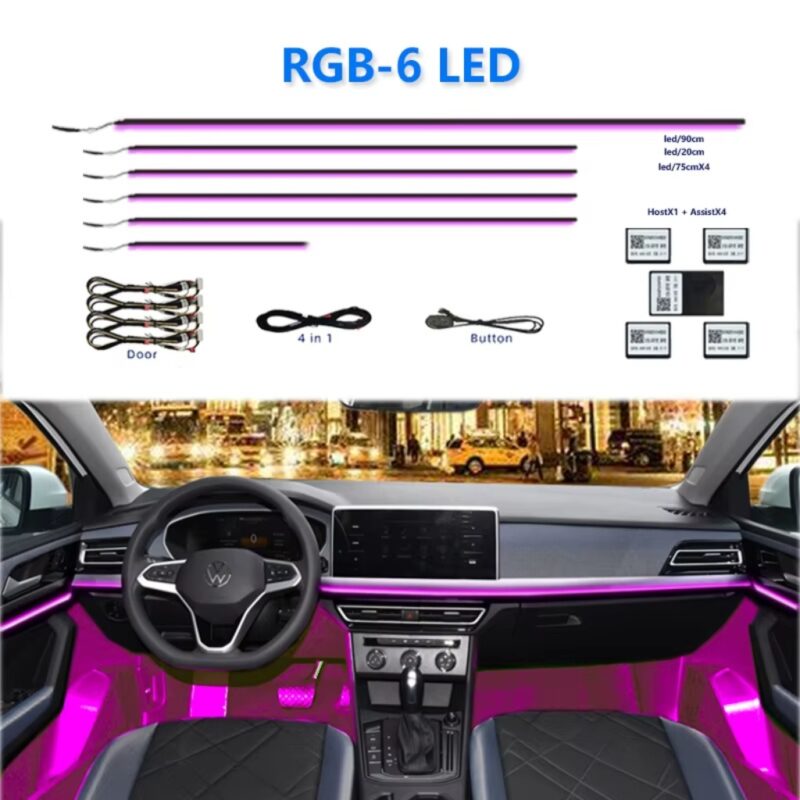 Eagle Lights Universal RGB LED Interior Ambient Lighting Kit – 6 Lights – App / Remote Controlled Cabin Illumination
