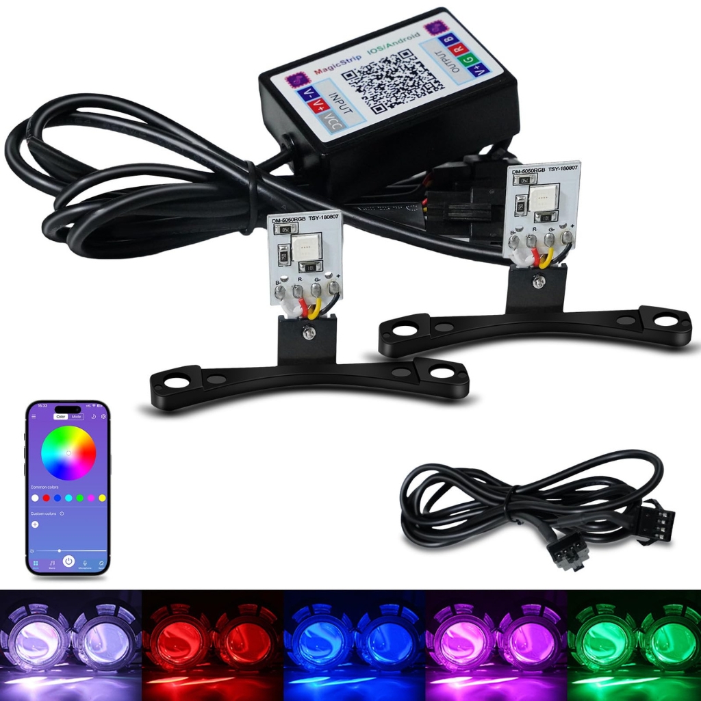 Eagle Lights Demon Eyes BD-LDE-05 – RGBW Projector Styling Kit with Bluetooth Control (1 Pair)