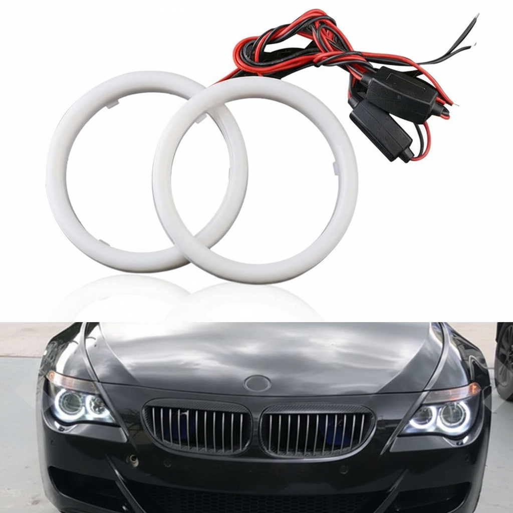 Eagle Lights Cotton White LED Angel Rings – 80mm – 12V – Headlight Halo Rings (1 Pair)