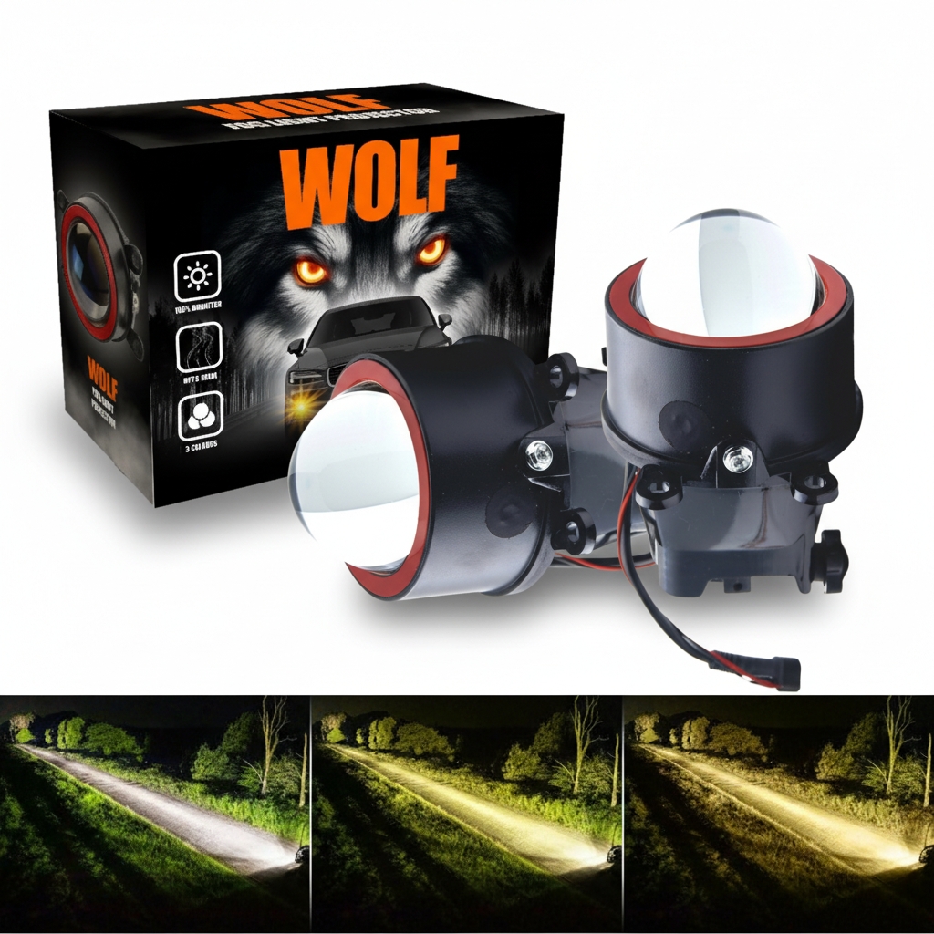 Eagle Lights Universal 3-Colour 3-Inch Bi-LED Fog Light Projector – 35W – 12V – Retrofit Fog Light Upgrade