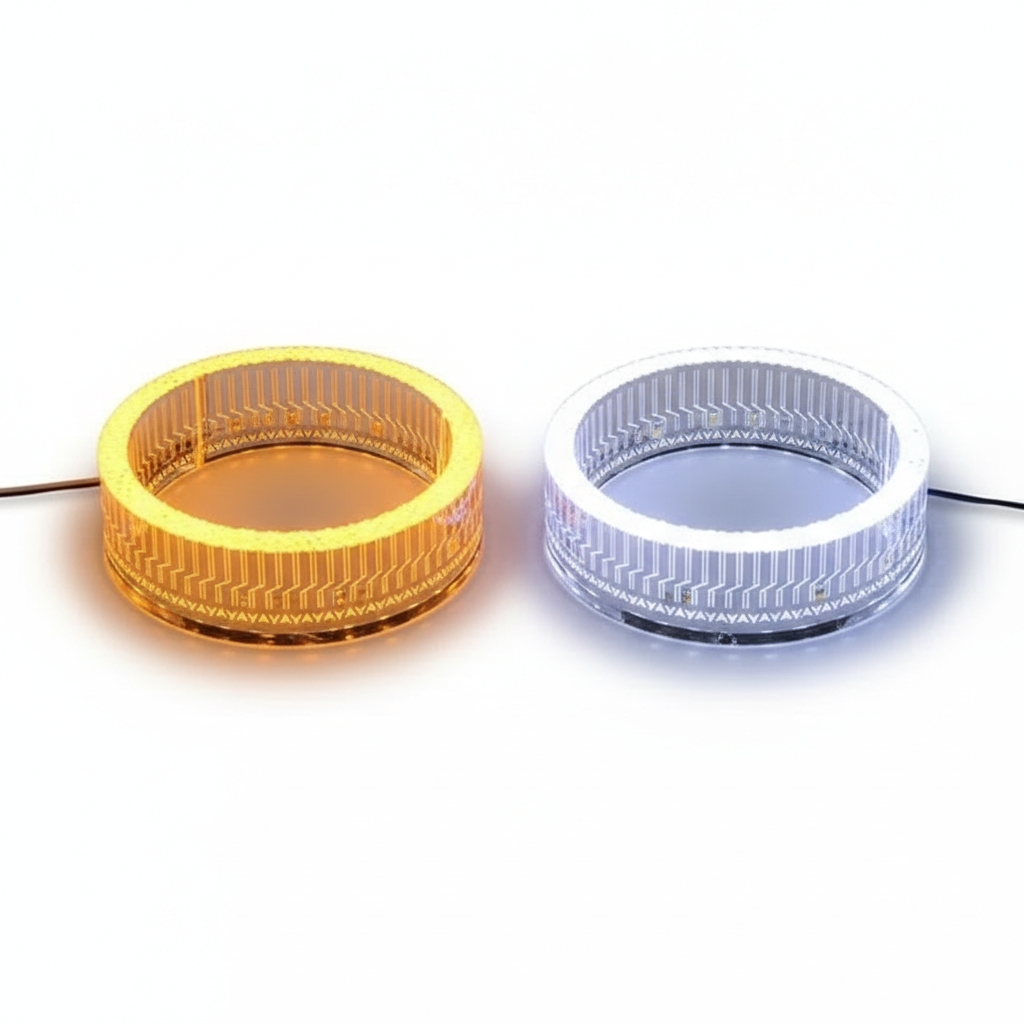 Eagle Lights 5D Angel Rings with 2.5-Inch Round Shroud – White & Yellow Headlight Styling Kit (1 Pair)