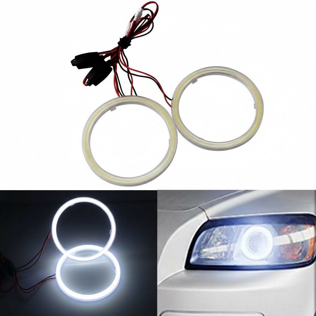 Eagle Lights Cotton White LED Angel Rings – 90mm – 12V – Headlight Halo Rings (1 Pair)